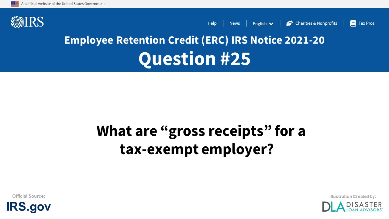What are “gross receipts” for a tax-exempt employer? - #25 ERC IRS Notice 2021-20
